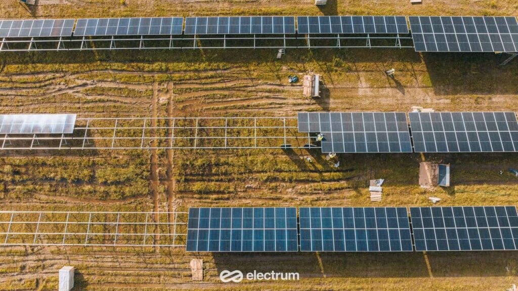 Installation of solar panels. Electrum Holding solar project