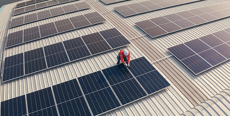 Solar panel tilt angle on a flat roof.