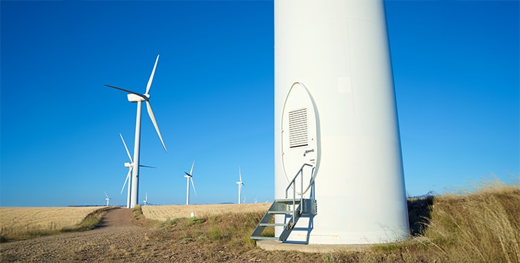 Entry to the inside of the turbine – the door at the base of the wind tower.