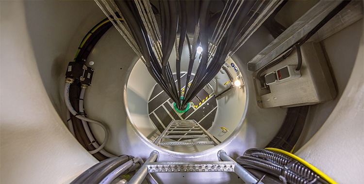 Elevator inside a wind turbine.