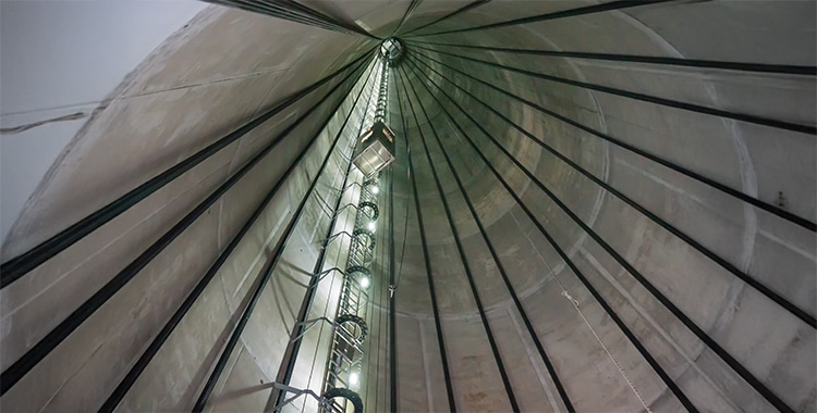 wind turbine interior with elevator